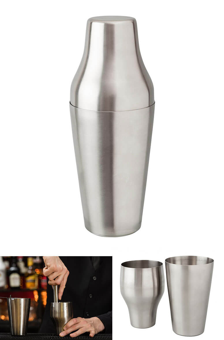 French Shaker 600ml Stainless Steel Cocktail Mezclar Bar Pub Catering mixology 