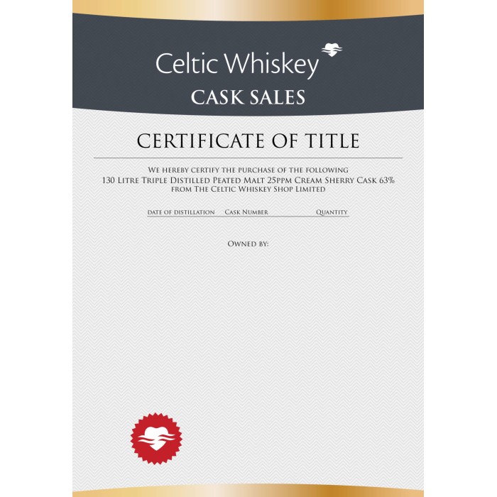 Triple Distilled Peated Malt 25ppm Cream Sherry Cask