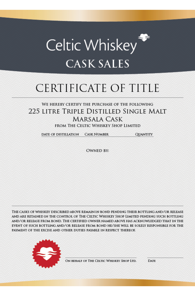 New Make Triple Distilled Single Malt Marsala Cask (Great Northern Distillery)