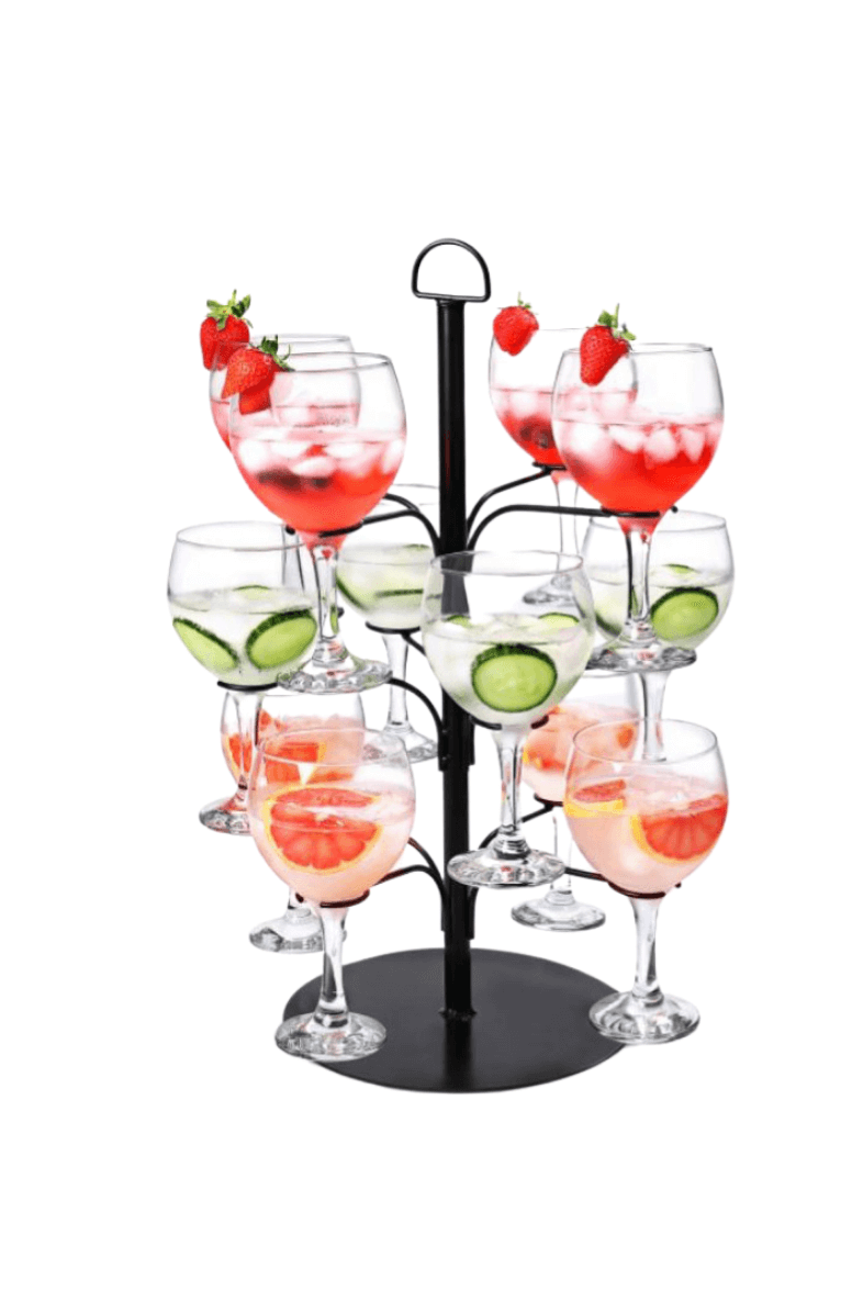 Detachable Metal Cocktail Tree Glass Holder Black 