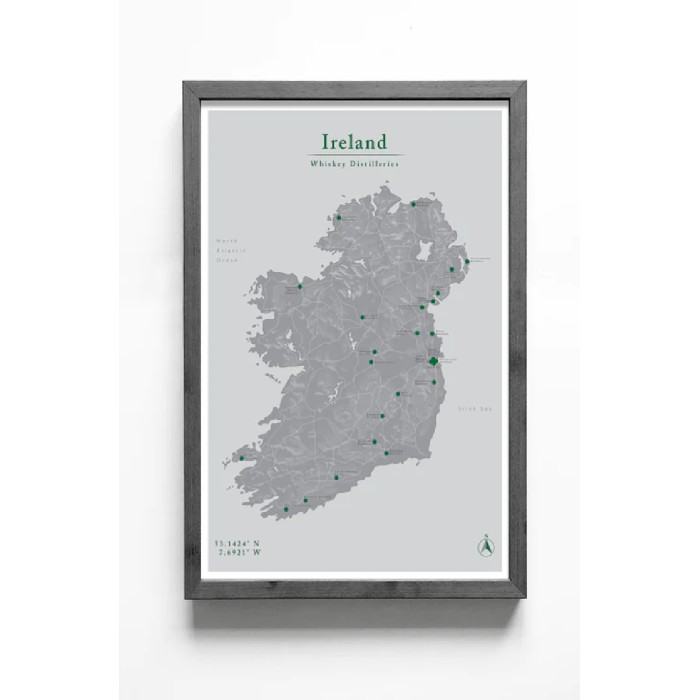 A3 Ireland Distillery Map Poster + Tube