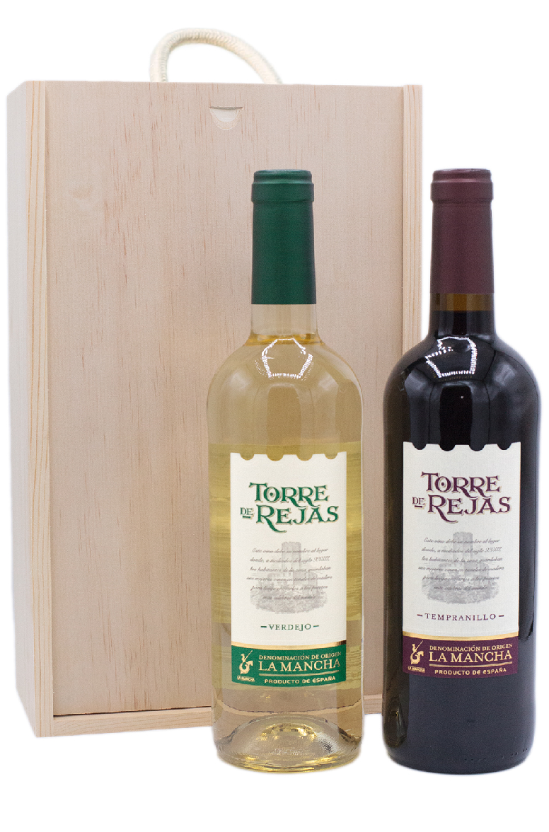 2 Bottle Torre De Rejas Wood Gift Set 