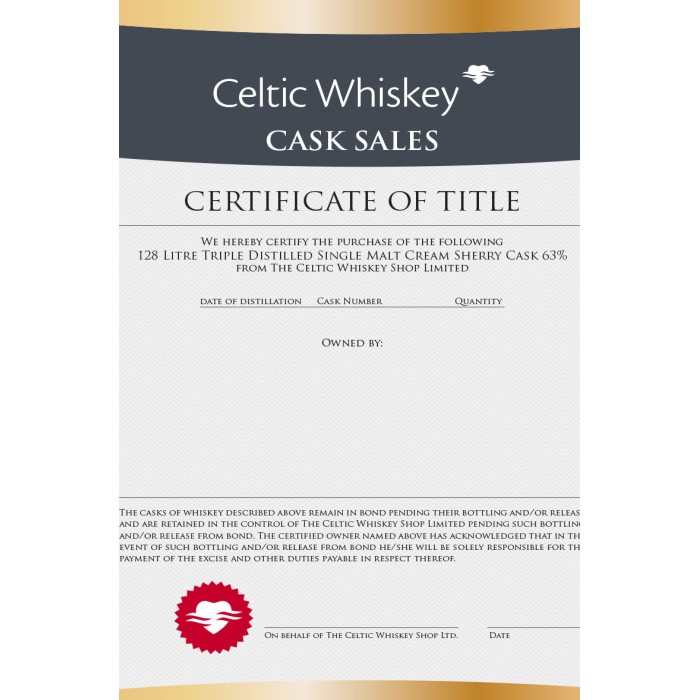 Triple Distilled Single Malt Cream Sherry Cask