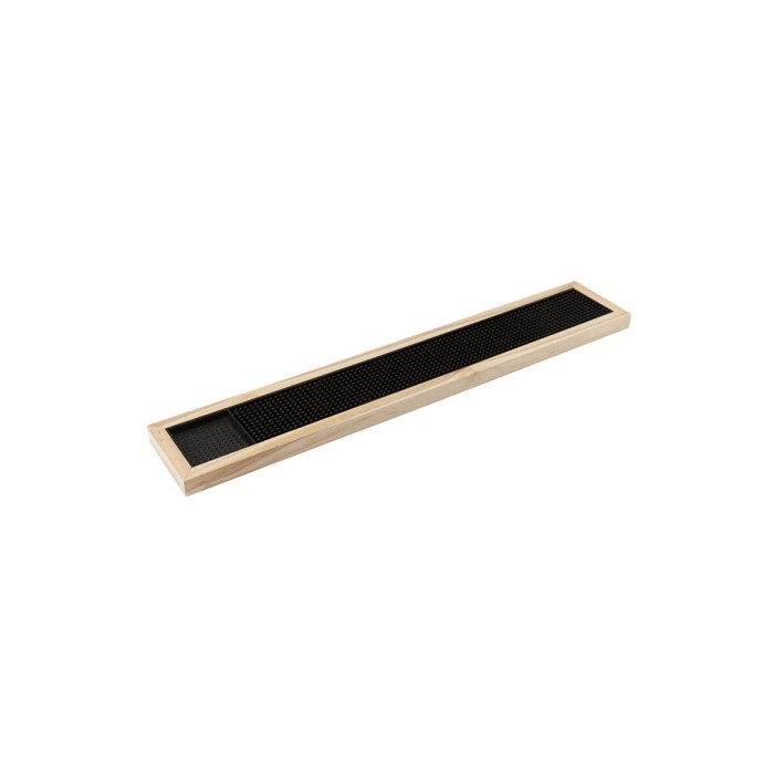 Black Rubber Bar Mat Wooden Frame (3630)