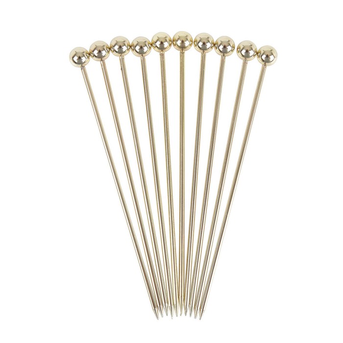 Ball Garnish Pick Gold - 10 Pack (3732)