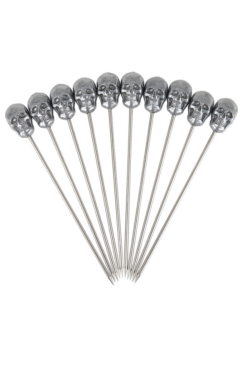 Skull Garnish Pick Zinc - 10 Pack (3735)