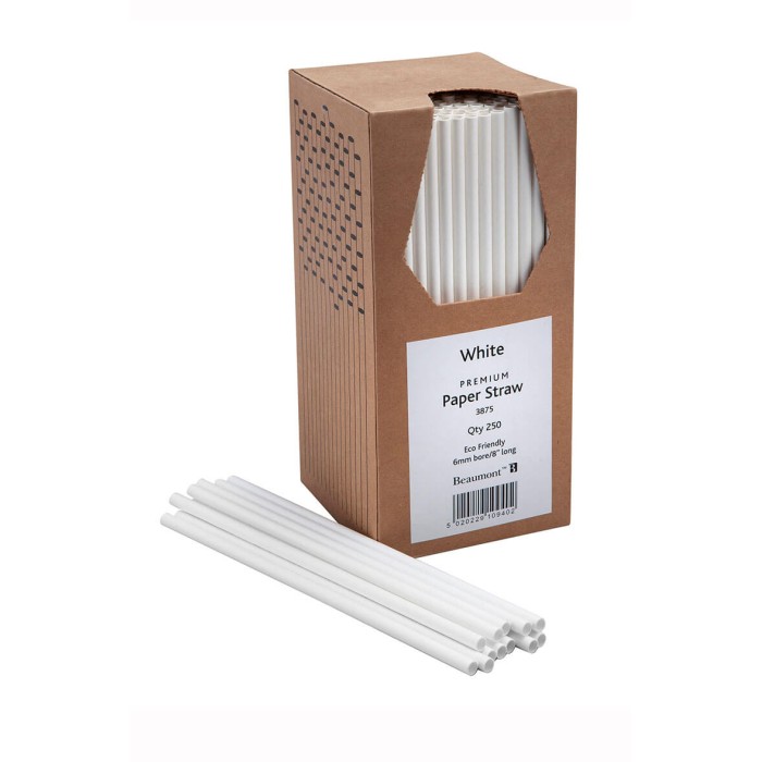 White Paper Straws 8 inch 250 Pack (3875)