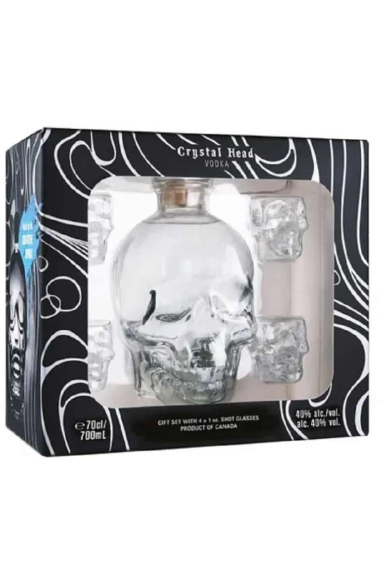 Crystal Head Vodka + 4 Glasses