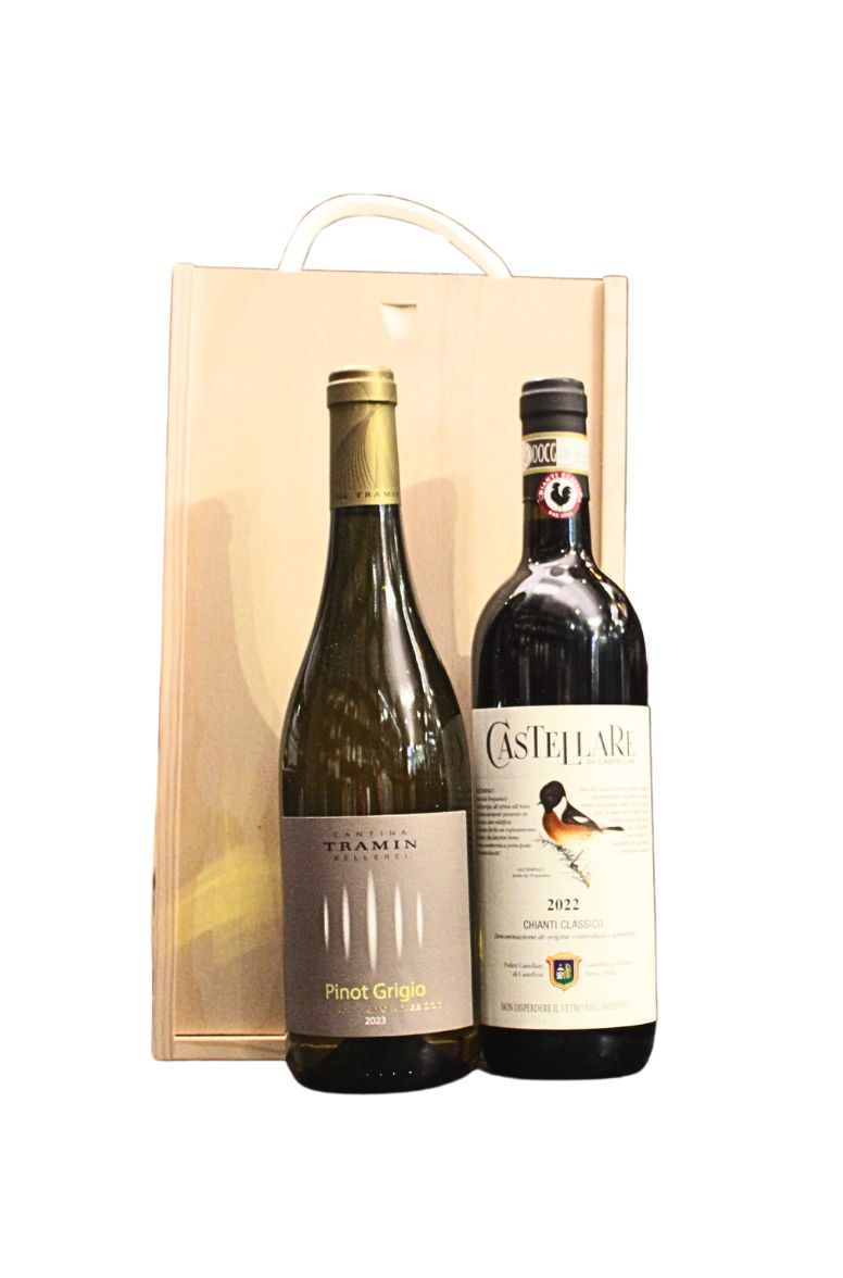 2 Bottle Italian Wooden Gift Set 