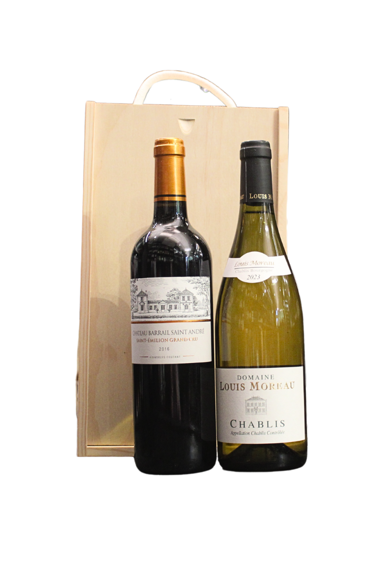 2 Bottle Chablis Bordeaux Wooden Gift Set