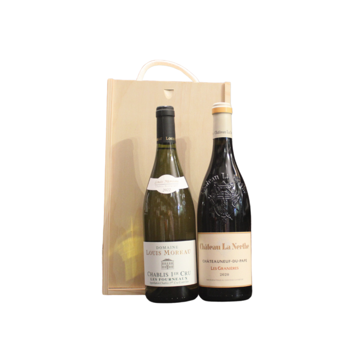2 Bottle Chablis Rhone Wooden Gift Set