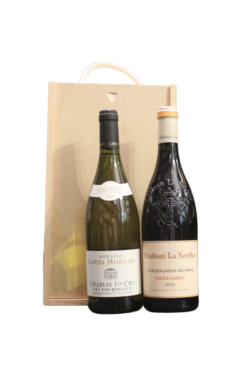2 Bottle Chablis Rhone Wooden Gift Set