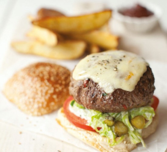 The Ultimate Beef Burger with Crispy Potato Wedges