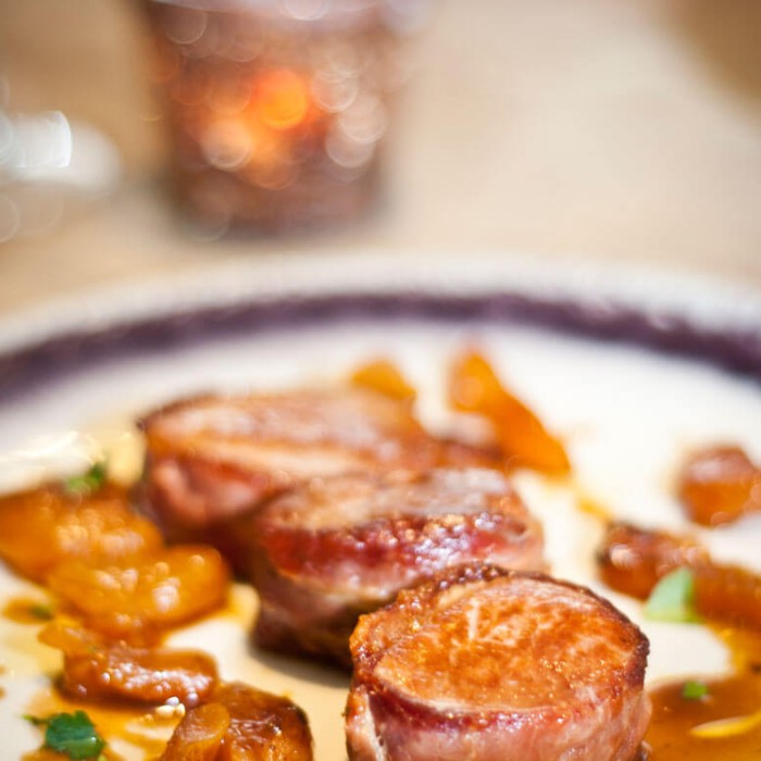 Free Range Pork Fillet with Serrano ham and apricots