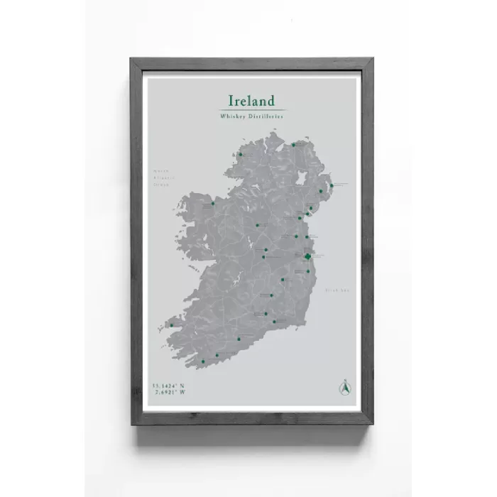 A3 Ireland Distillery Map Poster + Tube