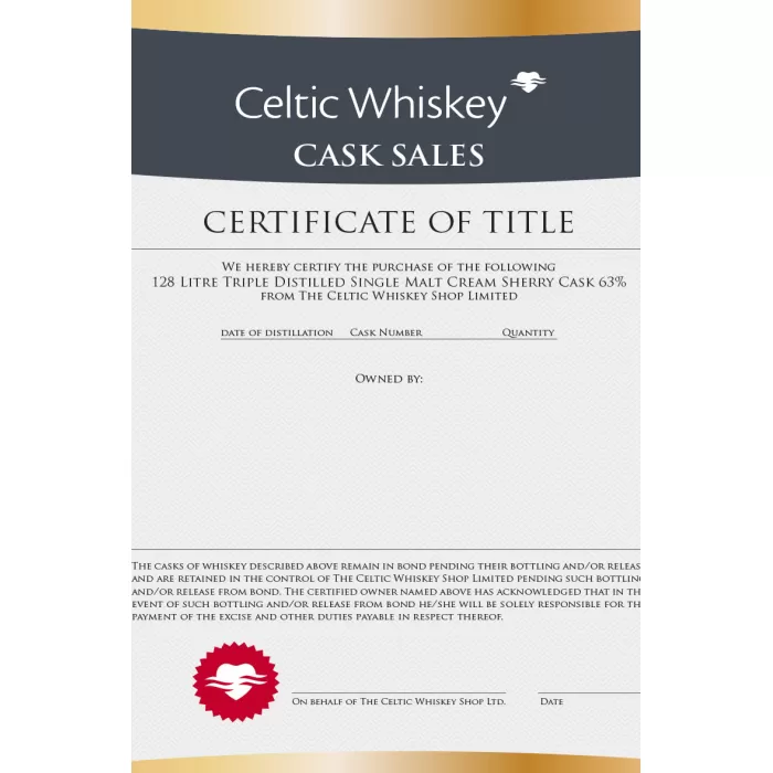 Triple Distilled Single Malt Cream Sherry Cask