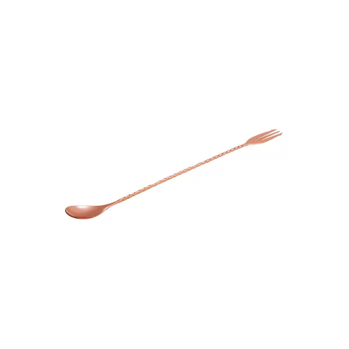 Cocktail Spoon With Fork 300mm Copper Plated (3679)