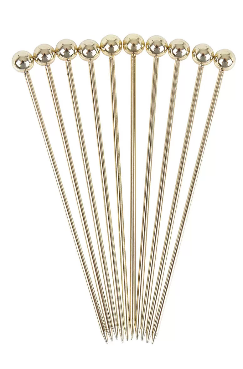 Ball Garnish Pick Gold - 10 Pack (3732)