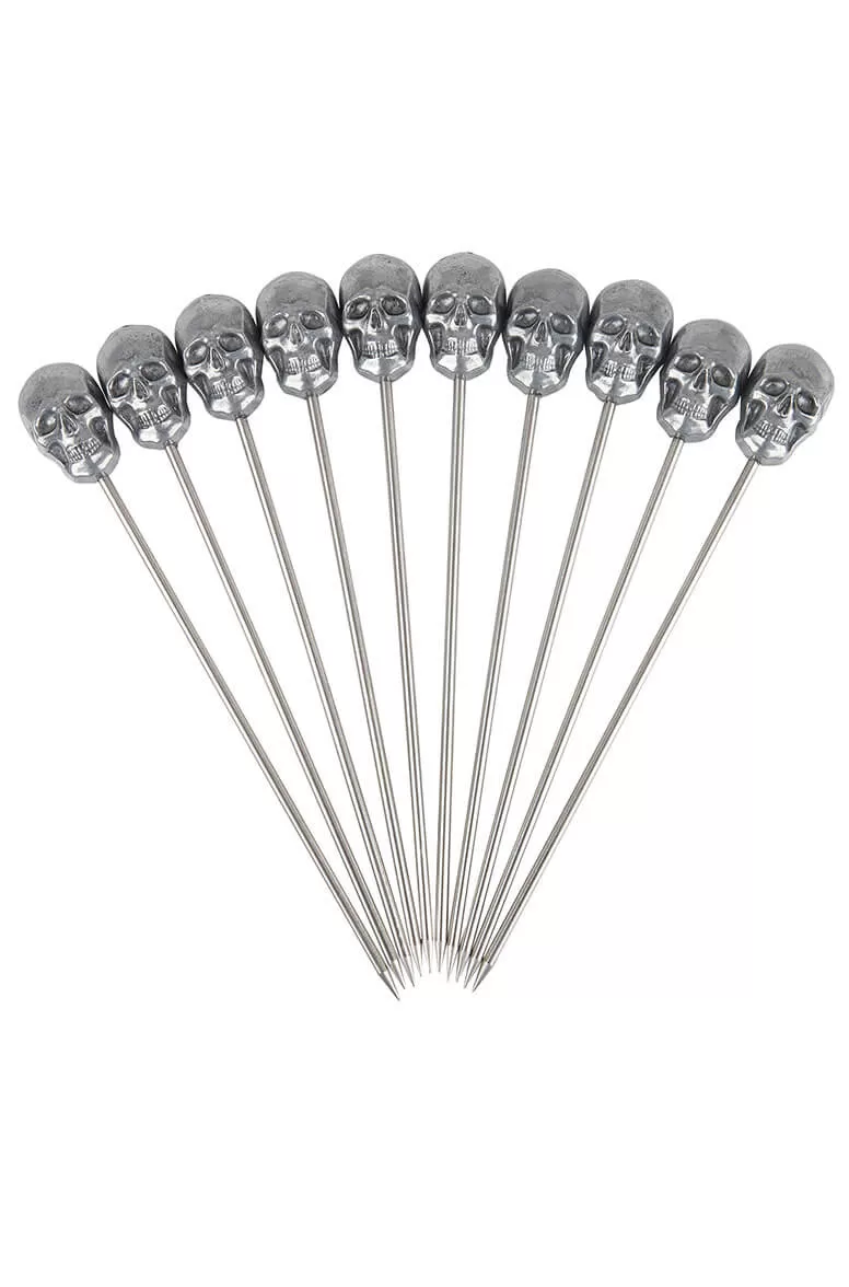 Skull Garnish Pick Zinc - 10 Pack (3735)