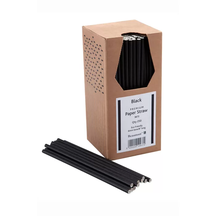 Black Paper Straws 8 inch 250 Pack (3872)
