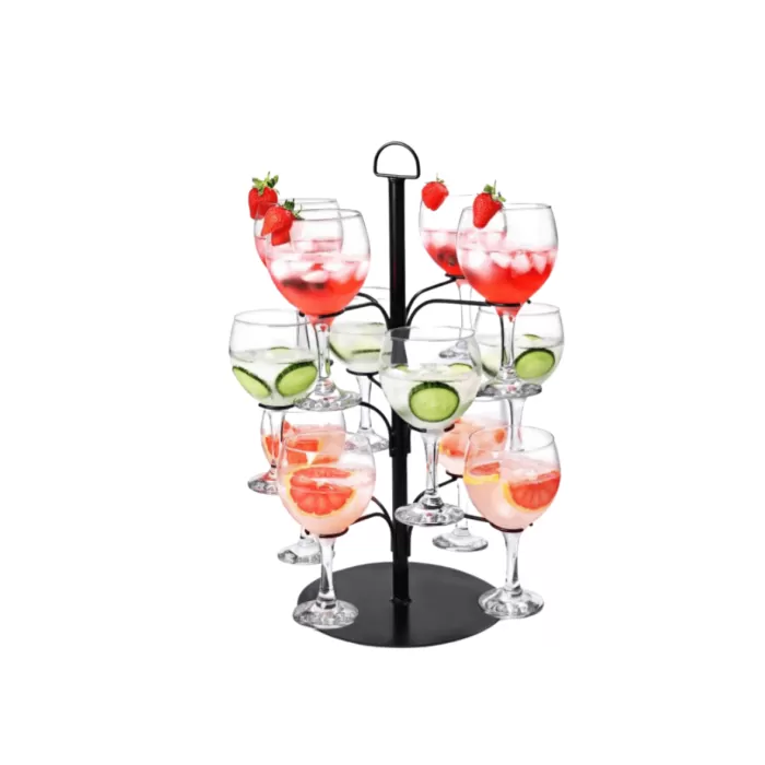Detachable Metal Cocktail Tree Glass Holder Black 