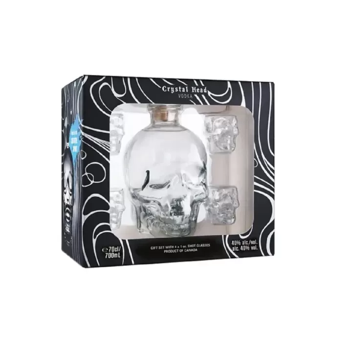 Crystal Head Vodka + 4 Glasses