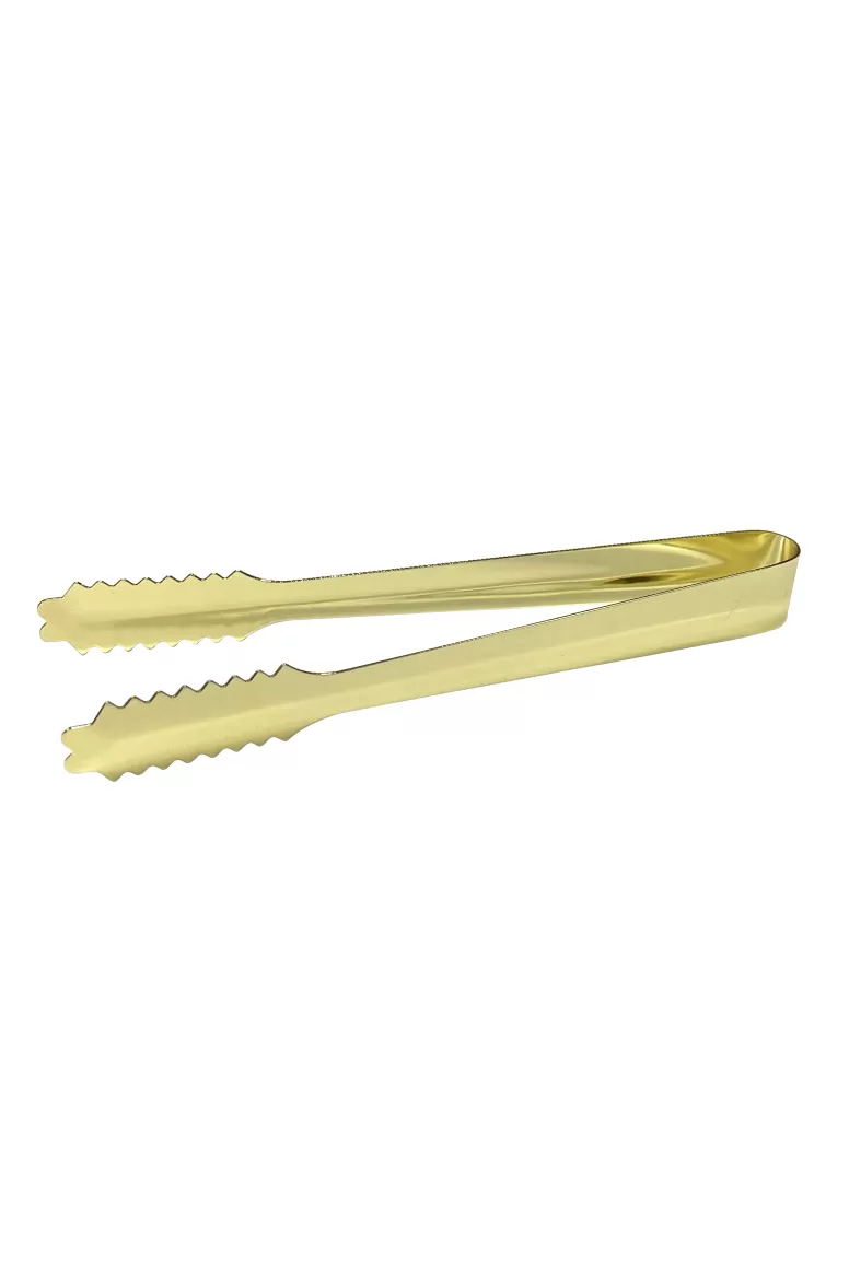 7 Inch Ice Tongs Gold Plated 