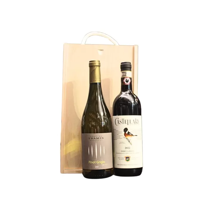 2 Bottle Italian Wooden Gift Set 